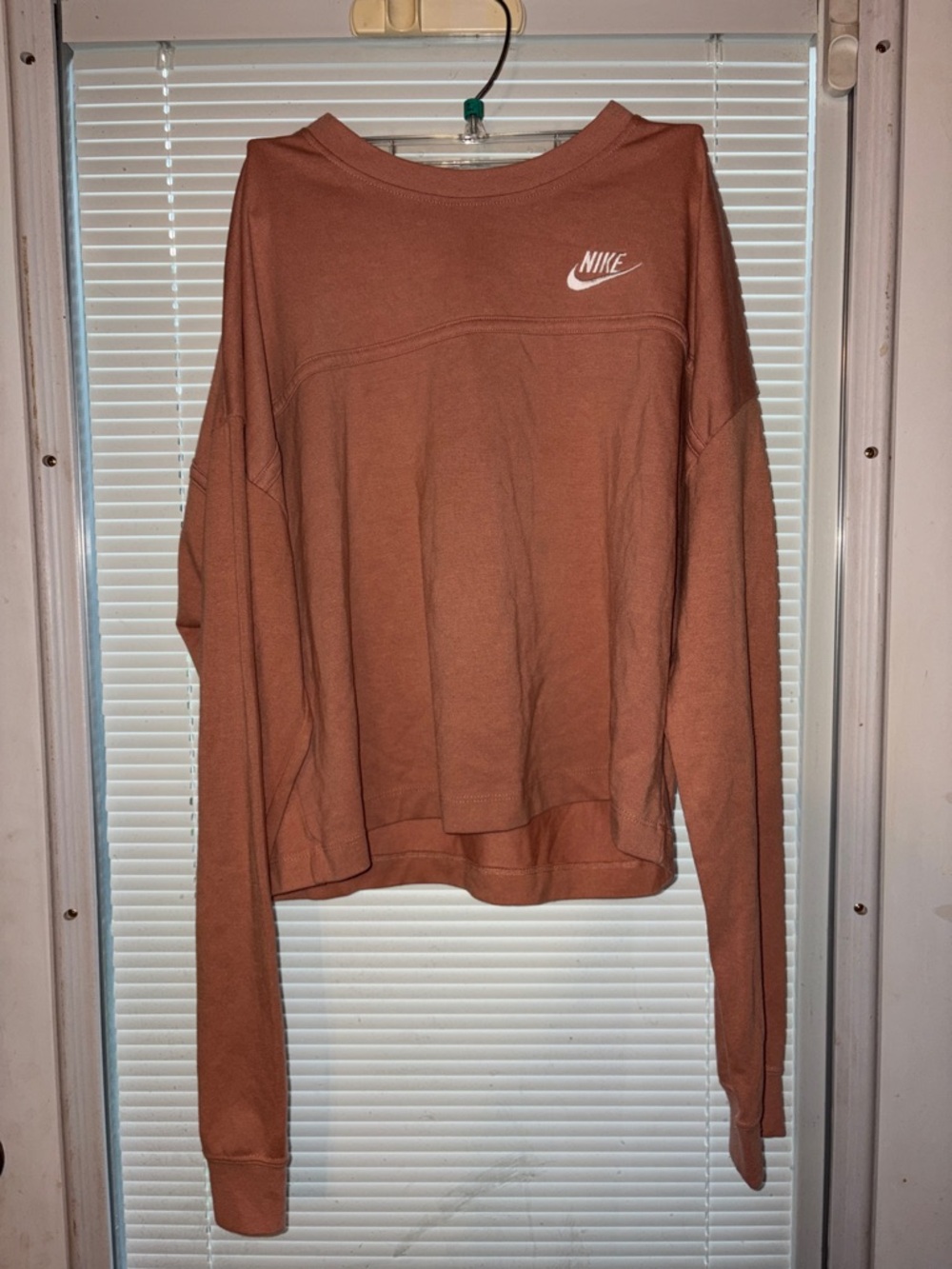 Nike Women's Rust Cropped Crew Sweatshirt with White Swoosh